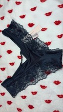 Victoria's Secret Blue Lace Trim Satin Cheeky Panties Size XS NWT