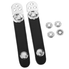 Set of 2 Black PU Leather Accordion Straps with 4 Buckles for Secure Fit