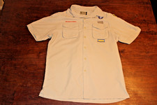 Boy Scouts of America BSA Men's Shirt Tan Medium Vented Poly Microfiber Glued