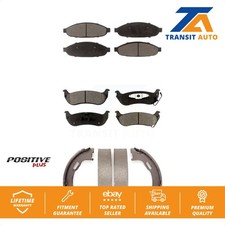 Front Rear Semi-Metallic Brake Pads Parking Shoe Kit For 04-08 Chrysler Pacifica