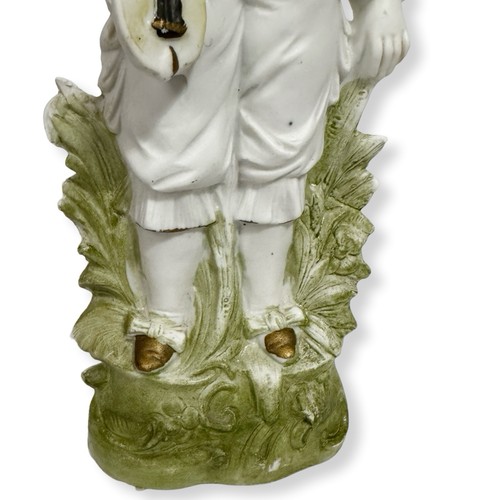Antique German Carl Scheider Bisque Porcelain Boy w/ Mandolin Figurine 10246 - Picture 4 of 9