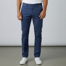 Chaps Mens Navy Blue Slim Fit Chino Trousers Flat Front Dress Pants 38x29