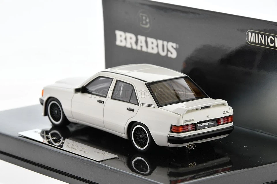 BRABUS 190E 3.6S W201 White 1989 1/43 MINICHAMPS 437032602 - Immagine 3 di 4