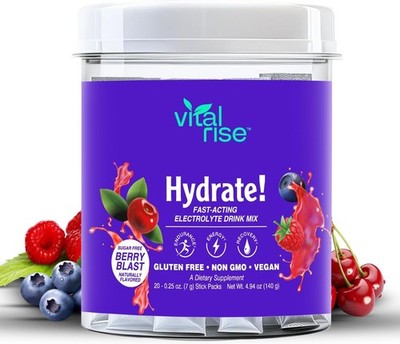 Vital Rise  Hydrate! - Berry Blast - Hydration Powder Packets  | Non-GMO |