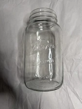 Kerr Self Sealing Mason Jar Quart Clear Glass Textured Pebbled Base Vintage