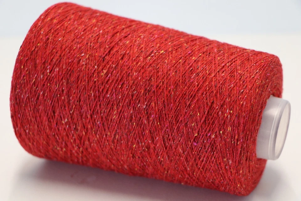 K03 (60€/kg) 250g RAINBOW KONFEKT SEIDE / SCHURWOLLE ORIENTROT (15) Zwirn Noppen - Bild 2 von 3