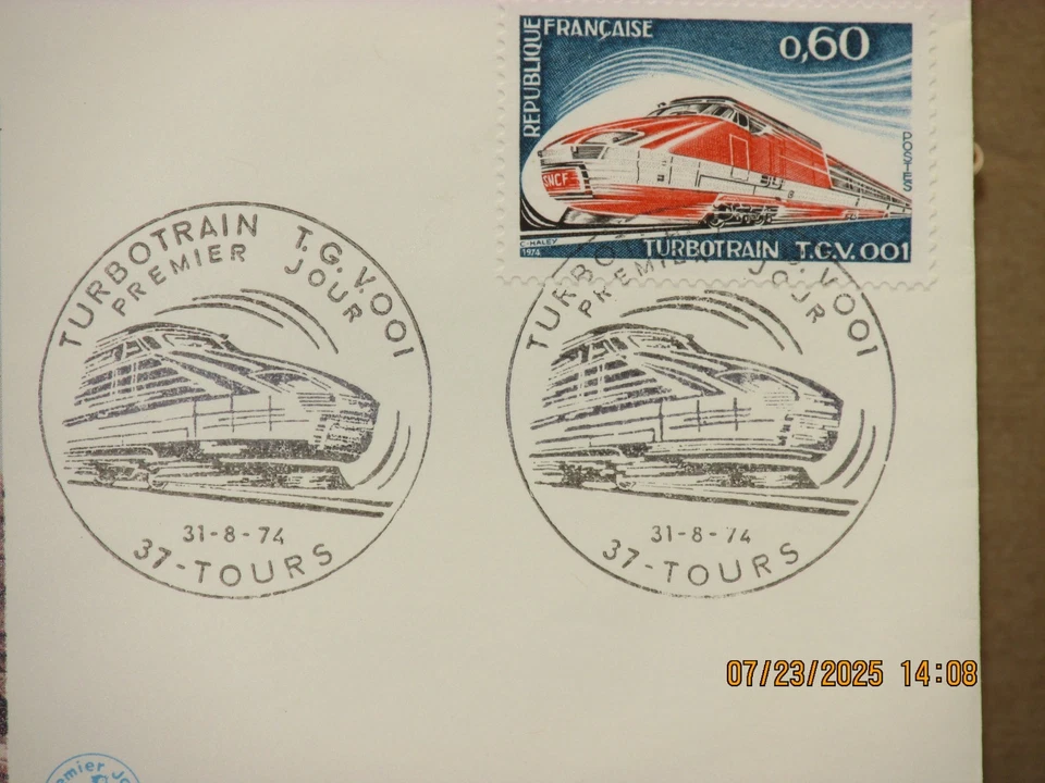 For sale is: France FDC Envelope 1974 No. 887-Turbotrain T.G.V. 001 FDC - Image 4 of 4