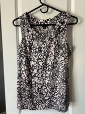 Banana Republic Pink/Gray Ruffle Neck Sleeveless Blouse Tank Size Medium
