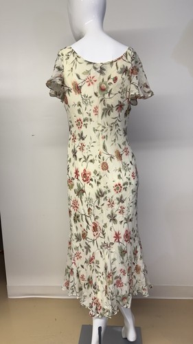 Vintage Chadwicks 10P Silk Dress Floral Short Sleeve Light Yellow Sundress - Bild 4 von 9