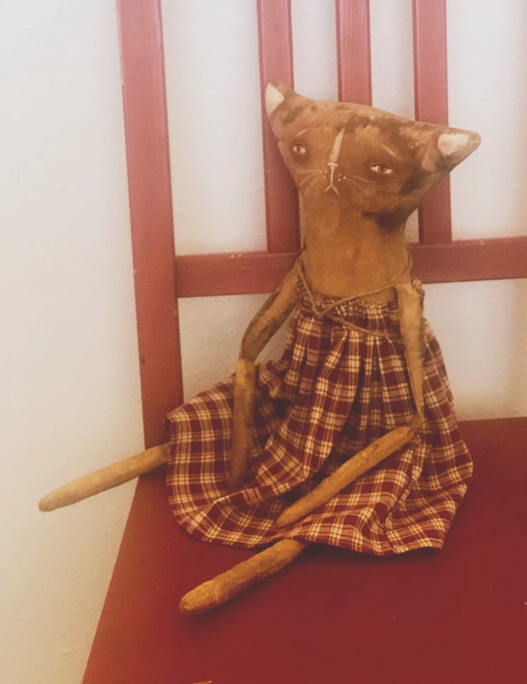 Hecho a pedido, muñeca primitiva, muñeca de arte, muñeca de gato, muñeca de tela, muñeca de arte popular Foto 2 de 3