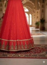 Hand Made From India, vibrant red lehenga skirt pouch and top not included