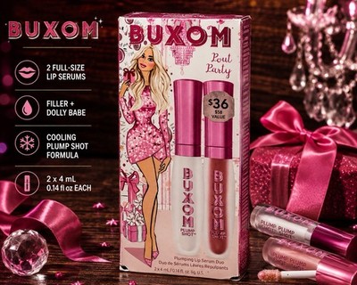 2 Pack BUXOM Pout Party Plump Shot Lip Serum Duo Filler Dolly Babe New