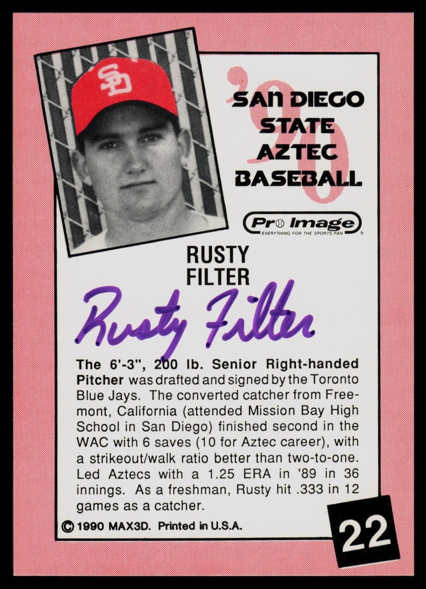 1990 San Diego State Aztecs Rusty Filter * Autograph * Signed | eBay
