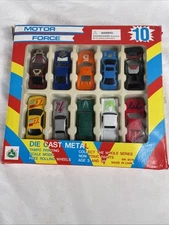 Vintage Motor Force 10 Pack Die Cast Cars NIB Never Used SM8574