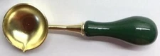 Large-size Wax Melting Spoon with wood on end of handle, 4 1/8" long, pour spout