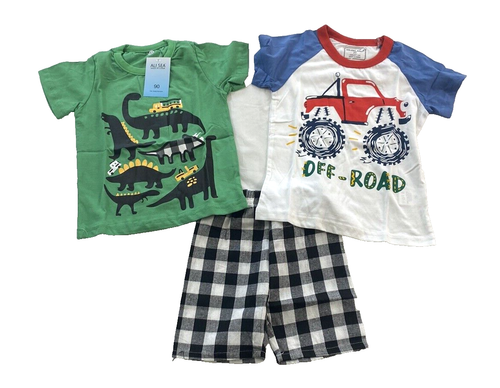 kids unisex clothing set size 2T two t-shirt and shorts multi color graphic prin