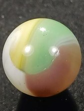 Vitro Agate .57" Mint Green Lavender Yellow Tri-Lite Near Mt Serious Marble A159