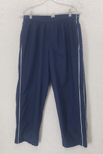 Champion Men Pants Medium Navy Polyester Elastic Waist Straight Leg Track Active