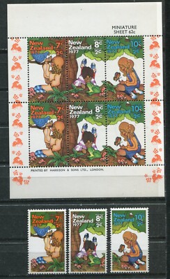 NEW ZEALAND 1977, CHILDREN WITH: BLUE BIRD, FROG, BUTTERFLY, Sc