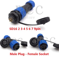 SD16 IP67 2-9Pin Waterproof Connector Plug Socket, Industrial Power Connector