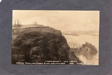 RPPC Real Photo Postcard: Vista house on Columbia River, Oregon