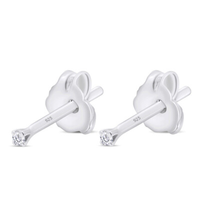 Solitaire Stud Earrings Round Lab Created Moissanite 925 Sterling Silver