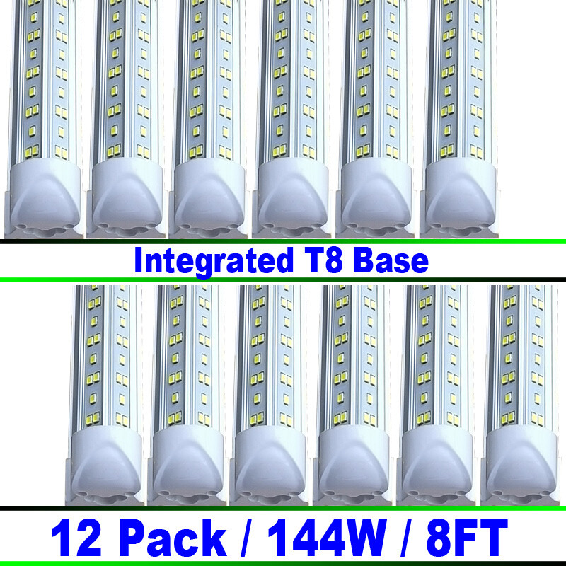 12-PcS T8 8Ft LED Tube Light Bulb 144W LED Shop Light Fixture 6500K Super Bright