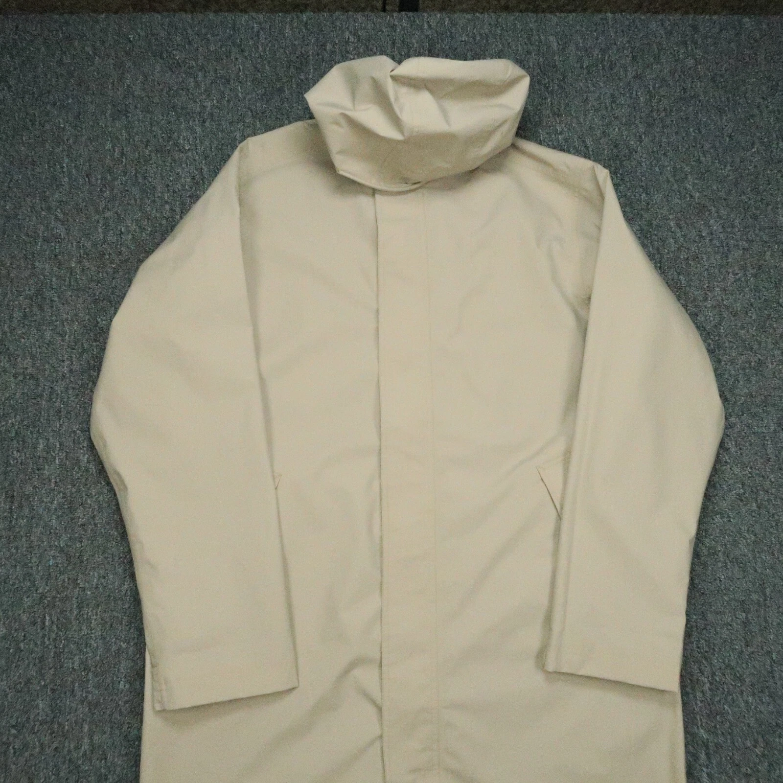 LL Bean Jacket Mens Large Tall Beige Tan Full Zip Pockets Hooded Gore GTX LT
