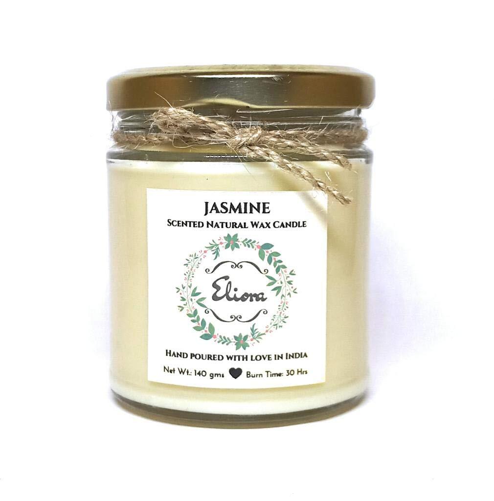Jasmine Scented Soy Blend Glass Jar Candle (3 x 3, Ivory)