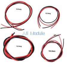 10/12/14/16 AWG Gauge Wire Flexible Silicone Copper Black Red 2M Cables For RC