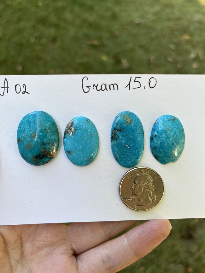 4 piezas de cabujones turquesa con pirita 15 gramos A02 Foto 2 de 3