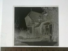 UA173 Glasplatte Negativ BE um 1900 Bürgerhaus Garten Liegestühle