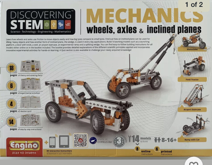 Engino Discovering STEM Mechanics Wheels Axles and Inclined Planes