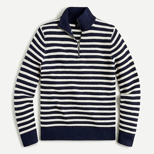 J. Crew XXL Mens Half Zip Blue Stripe 