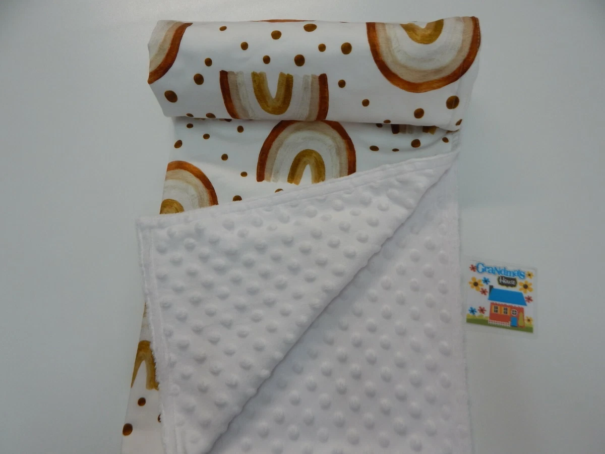 Baby Blanket Rustic Rainbows Bassinet Crib Minkee Dot Back 90cm x