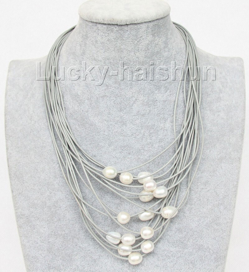 ネックレス・ペンダント Gray Pearl Necklace Natural Metallic Grey Pearl Necklace in Sterling Silver