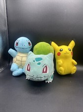 3 Pok mon Plushies Pikachu, Bulbasaur, Squirtle,