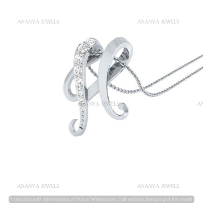 Real 925 Sterling Silver 0.25 CT Moissanite Initial Letter ''H'' Pendant Necklaces