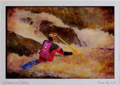 155002 Wildwasser Kanu Rouge River, Quebec Aquarell Bild limitierte Auflage A4