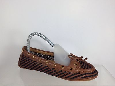 Aerin Womens Weaved Brown/Black Flats 7