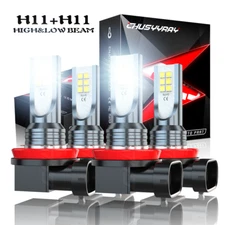 4Pcs H11+H11 6000K Combo LED Headlight High Low Beam For Infiniti QX50 2014-2017