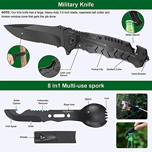 15 In 1 Survival Kit Emergency Gear - Tactical Equipment For Camping ...