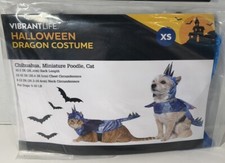 Dog Cat Halloween Costume Dragon Blue Iridescent XS Halloween Pet 5 - 10 lbs