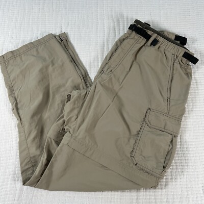 REI Pants Mens XLx34 Khaki Nylon Convertible Cargo Hiking Outdoor Zip Off  Belted