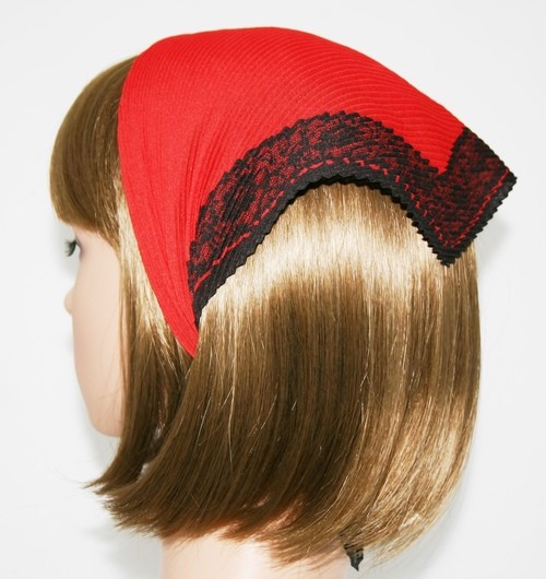 Pleated Italian Head Scarf Solid with LACE EDGE eBay