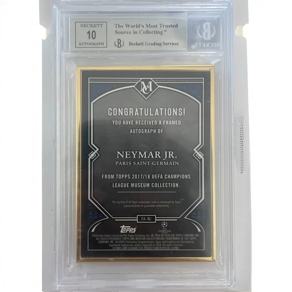 Neymar Jr 2017-18 Topps Museum UEFA Framed Auto Card #FA-NJ 25/25 Last On Print - Image 2 of 2