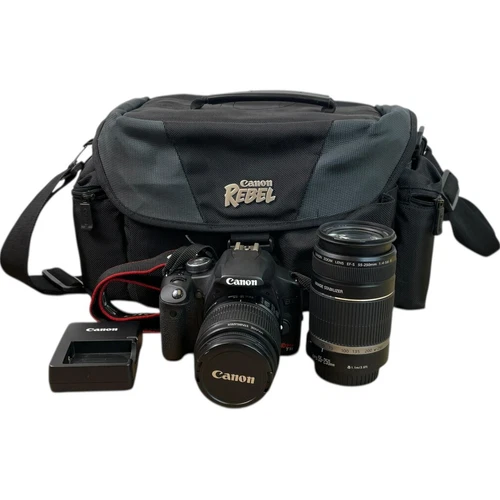 Canon EOS Rebel T1i 15.1MP DSLR Camera w/18-55mm & 55-250mm Lenses | Shutter 10K