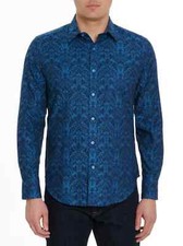 Robert Graham Men's Highland Long Sleeve Button Down Shirt Classic Sapphire