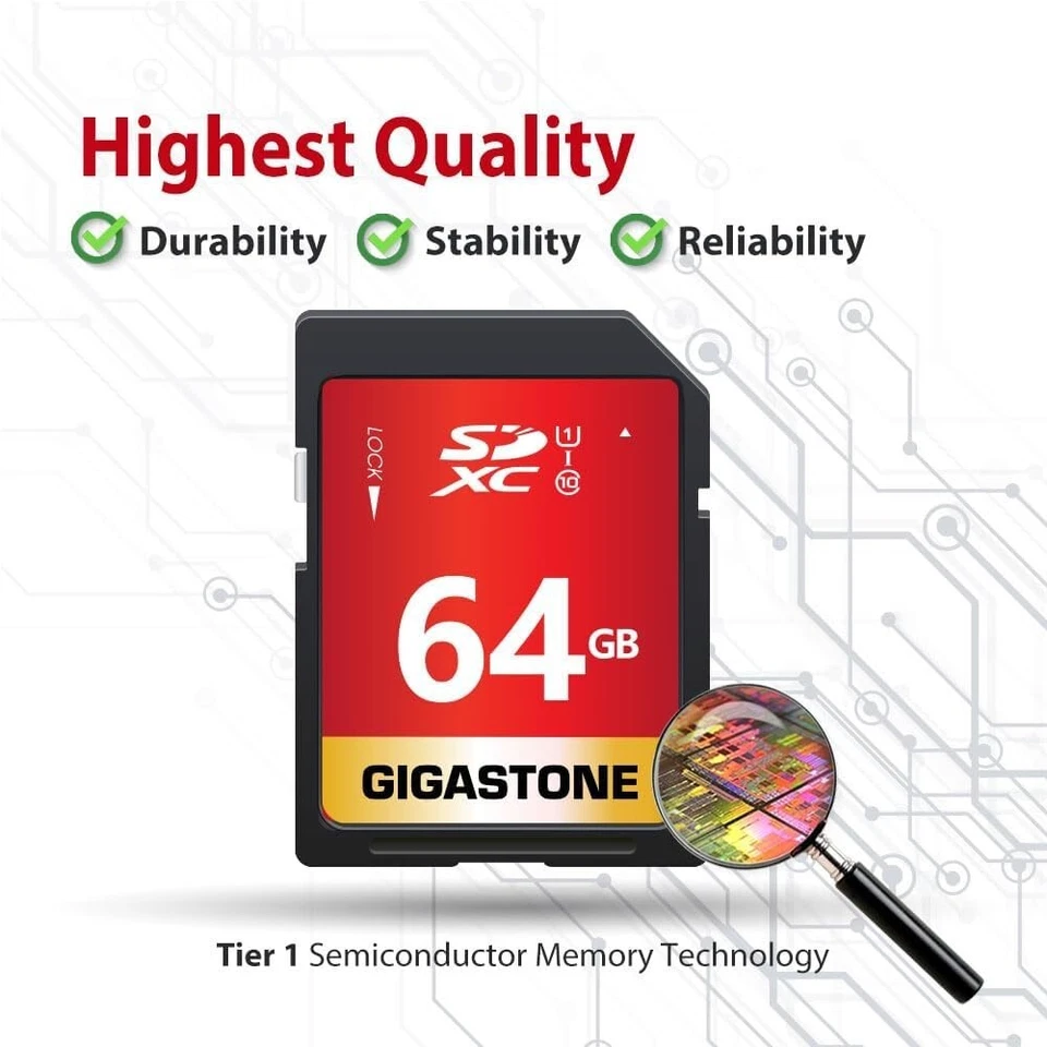 Gigastone 64GB SD Card, Memory Card for Cameras, Full HD Video - (B95) - Image 2 of 4