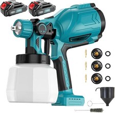 2 Battery Cordless Paint Sprayer 3 Spray Patterns & 1000ML Detachable Tank 